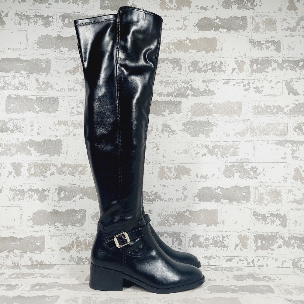 NEW DV by Dolce Vita Elyse Buckle Block Heel Black Over-The-Knee Boot M928 - Picture 4 of 12